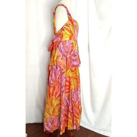 FARM Rio Mid Dress L Ombre Bananas Crossed Back Dress Tropical Summer - Picture 11 of 16